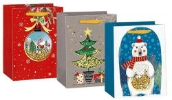 Creative Dísztasak CREATIVE Deluxe Plus L 26x23x12 cm karácsonyi színes filteres szalagfüles (238580) - papir-bolt