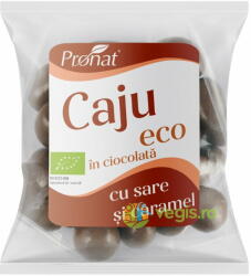Pronat Nuci Caju Glazurate in Ciocolata cu Lapte si Aroma de Caramel Sarat Ecologice/Bio 50g