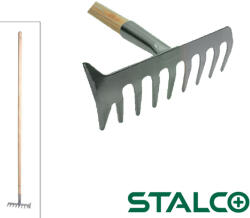 STALCO S-80133 kétfunkciós gereblye kapaheggyel - 9 fogú (fa nyél) (S-80133)