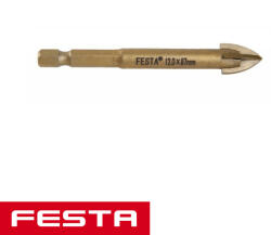 FESTA 24785 négyélű üveg és csempefúrószár, keményfém 1/4" hex - 12 mm (24785)