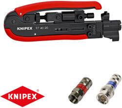 KNIPEX 97 40 20 kompressziós fogó (F, BNC, RCA csatlakozókhoz) (97 40 20)