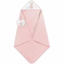 Inter Baby Set cadou bebelusi cu prosop baie si bavetica Inter Baby - ursulet roz (IB01219-02)