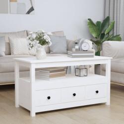 vidaXL Măsuță de cafea, alb, 102x49x55 cm, lemn masiv de pin (820932) Masa de cafea
