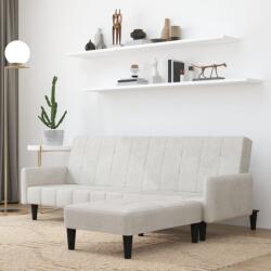 vidaXL Canapea extensibilă 2 locuri, taburet, gri deschis, microfibră (3121290) Canapea