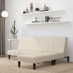 vidaXL Canapea extensibilă cu 2 locuri cu taburet, crem, microfibră (3121287) Canapea