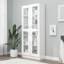 vidaXL Dulap cu vitrină, alb extralucios, 82, 5 x 30, 5 x 185, 5 cm, PAL (802774) - comfy