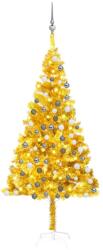 vidaXL Brad de Crăciun artificial cu LED/globuri auriu 180 cm PET (3077691) - comfy