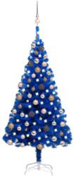vidaXL Brad de Crăciun artificial LED-uri/globuri albastru 150 cm PVC (3077594) - comfy