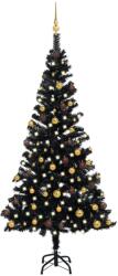 vidaXL Brad de Crăciun artificial LED-uri/globuri negru 150 cm PVC (3077503) - comfy