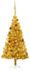 vidaXL Brad de Crăciun artificial cu LED/globuri auriu 150 cm PET (3077518) - comfy