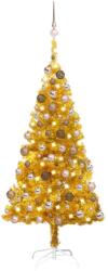 vidaXL Brad de Crăciun artificial cu LED/globuri auriu 150 cm PET (3077604) - comfy