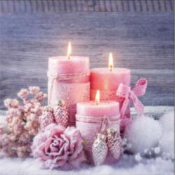 Ambiente Szalvéta 1db 33x33cm ROMANTIC CANDLES, Romantikus karácsonyi gyertya (AMB.33316670)