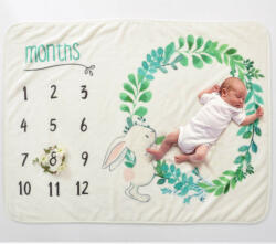  Paturica Milestone plusata pentru fotografii memorabile Iepuras JEM1iep3 (JEM1iep3) Lenjerii de pat bebelusi‎, patura bebelusi