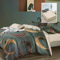 Ralex Lenjerie de pat dublu Finet 6 piese cu elastic la cearsaf 180 x 200 cm, Elegant, Verde Maro, Ralex Pucioasa HF6P92