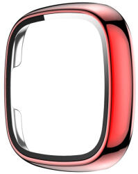  Műanyag borítás védőüveggel Fitbit Versa 3 / Fitbit Sense piros
