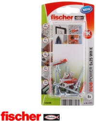 Fischer DuoPower 5x25 WH K derékszögű kampóval (8 darab) (535008)