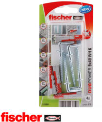 Fischer DuoPower 8x40 WH K derékszögű kampóval (4 darab) (535001)