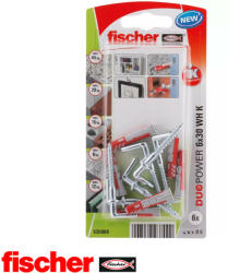 Fischer DuoPower 6x30 WH K derékszögű kampóval (6 darab) (535000)