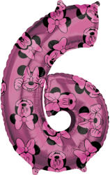 Amscan Balon din folie cifra aniversară 6 - Minnie 66 cm