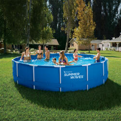 Polygroup Set piscina rotunda Activ Frame Blue 4, 57 m x 1, 22 cm cu cadru metalic Summer Waves (P2001548F) Piscina