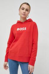 HUGO BOSS pamut melegítőfelső piros, női, nyomott mintás, kapucnis - piros XS