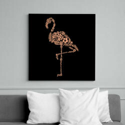 printfashion Flamingó virágokból - Vászonkép - Fekete (9433891)