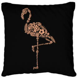 printfashion Flamingó virágokból - Párnahuzat, Díszpárnahuzat - Fekete (9433862)
