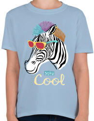 printfashion Cool zebra - Gyerek póló - Világoskék (9477315)