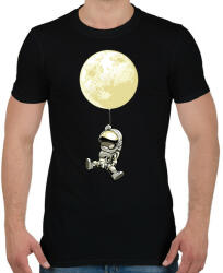 printfashion Űrhajós és a hold lufi - Férfi póló - Fekete (9426039)