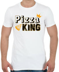 printfashion Pizza király - Férfi póló - Fehér (9400840)