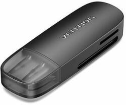 Vention 2-in-1 USB 3.0 A Card Reader(SD+TF) Black Dual Drive Letter (CLGB0)