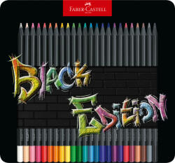Faber-Castell Creioane colorate FABER-CASTELL in cutie din metal, 24 culori, Black Edition (FC116425)