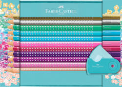 Faber-Castell Set cadou Faber-Castell FC201641, 20 creioane colorate sparkle + ascutitoare sleeve mini (FC201641)