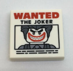 LEGO® Alkatrészek (Pick a Brick) Fehér 2 x 2 Csempe, Mintás "Wanted The Joker" 3068bpb1044