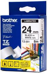 BROTHER Feliratozó szalag BROTHER TZe-251 24mmx8m laminált fehér alapon fekete írásszín (1042) - homeofficeshop