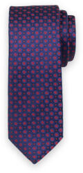 Willsoor Férfi keskeny sötétkék nyakkendő vörös virágmintával 14519