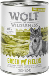 Wolf of Wilderness 24x400g Wolf of Wilderness "Free-Range Meat" Senior Green Fields szabad tartású bárány & csirke nedves kutyatáp