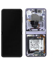 Samsung F711B Galaxy Z Flip 3 5G Előlap Keret+LCD Kijelző+Érintőpanel, Lila, levander (GH82-26273D) Service Pack