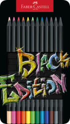 Faber-Castell Creioane colorate Faber-Castell Black Edition FC116413 in cutie de metal, 12 culori (FC116413)