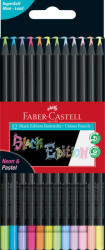 Faber-Castell Creioane colorate Faber-Castell Black edition FC116410, 12 culori pastel+neon (FC116410)
