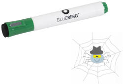 BLUERING Táblamarker 3mm, mágneses, táblatörlővel multifunkciós Bluering® zöld