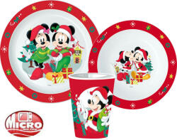 Disney Mickey & Minnie karácsonyi étkészlet pohárral
