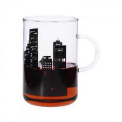trendglas JENA OFFICE XL hőálló üveg teáscsésze - CITY- fekete mintás 0, 6 L