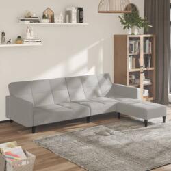 vidaXL Canapea extensibilă 2 locuri, taburet, gri deschis, microfibră (3121302) Canapea