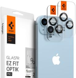 Spigen iPhone 14/14 Plus/15/15 Plus Spigen Optik. TR 2x kameralencsevédő 9H üveg fekete keretes (AGL05213)