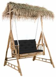 vidaXL Balansoar 2 locuri, cu frunze de palmier, pernă, 202 cm, bambus (3063940)