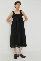 Bruuns Bazaar rochie din bumbac culoarea negru, midi, evazati 9BYY-SUD0I1_99X