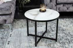 LuxD Design oldalsó asztal Latrisha 50 cm fehér - márvány utánzata