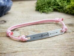 R. M. ékszer Egyetlen egyedi lapbetétes púderrózsaszín microcord karkötő (17993RM)