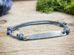 R. M. ékszer Gravírozható lapbetétes szürke microcord karkötő (17933RM)